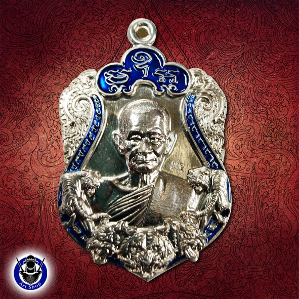 เหรียญ รุ่น ๘ พยัคฆ์ รวยพันล้าน เนื้ออัลปาก้า ลงยาขอบน้ำเงิน หลวงปู่บุญมา โชติธมฺโม สำนักสงฆ์เขาแก้วทอง จ.ปราจีนบุรี
