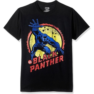 ผ้าฝ้าย 100%100%cotton เสื้อยืดคอวีผู้ชาย Marvel Mens Black Panther Short Sleeve T-Shirt men เสื้อ ยืด ผู้ชาย คอกลม โอเ