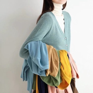 เสื้อคลุมไหมพรม คาร์ดิแกน คอวี DY8665