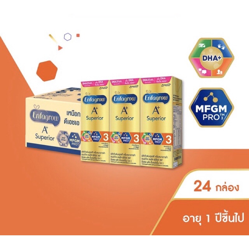 (ขายยกลัง 24 กล่อง) Enfagrow A+ UHT Superior สูตร3 รสจืด