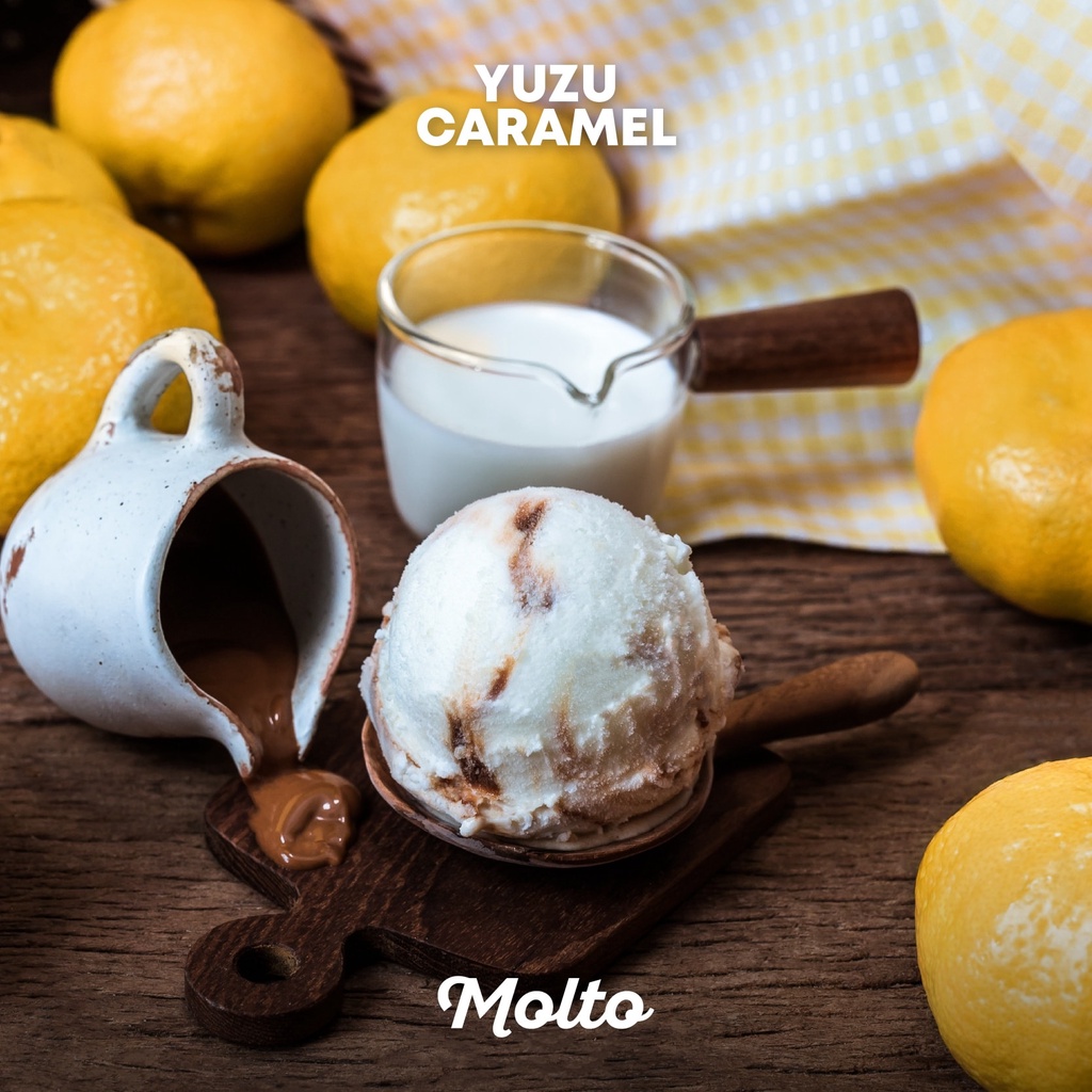 YUZU Caramel (ไอศกรีม ส้มยูสุ คาราเมล 1 ถ้วย 16 oz.) - Molto premium Gelato