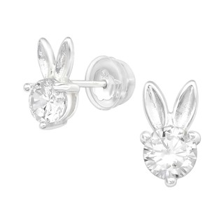 ต่างหูเงินแท้กระต่ายบันนี่ ประดับเพชร CZ l Bunny Ear Studs with CZ