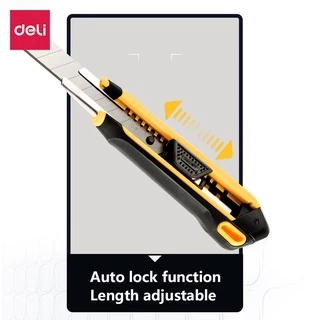 Deli คัตเตอร์ คัตเตอร์เหล็กเล็ก มีดคัตเตอร์ 18mm คัตเตอร์ด้ามแสตนเลส มีดคัตเตอร์ คุณภาพสูง Cutter