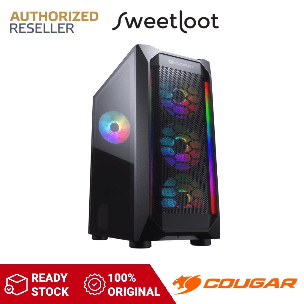 Cougar MX410 Mesh-G RGB Mid Tower ATX TG PC Casing พร้อมคอนโทรลเลอร์ RGB 5v แอดเดรส