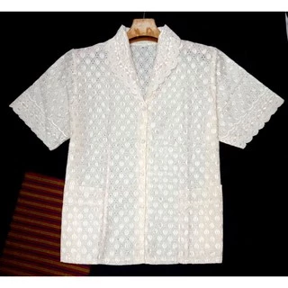 เสื้อลูกไม้ฉลุ เนื้อดี เสื้อคนแก่ แขนสั้น ราคาถูก