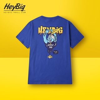 เสื้อผ้าผชHeybig เสื้อยืดลําลอง ผ้าฝ้าย แขนสั้น คอกลม ทรงหลวม สไตล์ฮิปฮอป สําหรับผู้ชายS-5XL