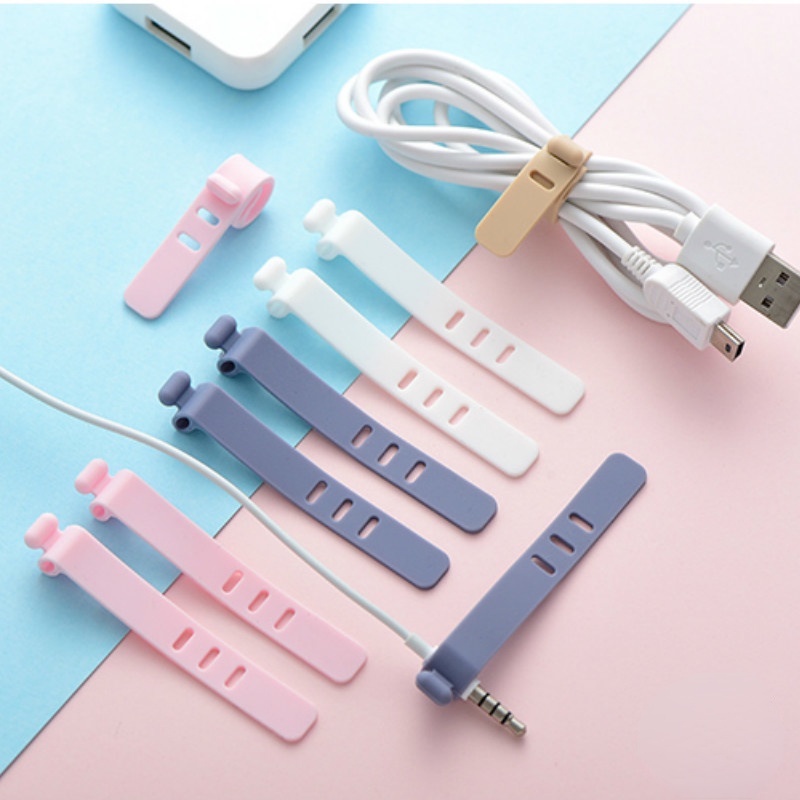 4 ชิ้น mini ซิลิโคนสาย data cable tie charger คลิปอุปกรณ์เสริมความยืดหยุ่นสูงโดยไม่ต้องเปลี่ยนรูปซิลิโคนสี data cable tie