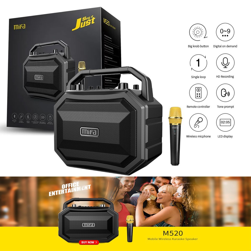 ลำโพงบลูทูธ Mifa M520 Bluetooth ลำโพงคาราโอเกะ  พร้อมไมค์ลอย