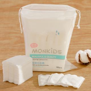 MONKIDS พร้อมส่งสำลีแผ่น 100ชิ้น สำลีเช็ดหน้า ทำความสะอาดผิวหน้า เช็ดเครื่องสำอางค์ Premium Facial Cotton Pads 100 Piece