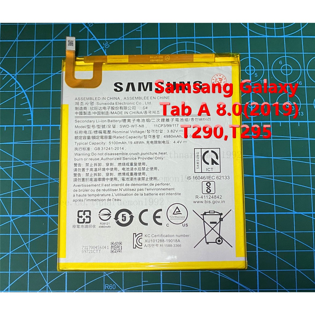 แบตเตอรี่ (battery) Samsung T295 swd-wt-n8แบตเตอรี่ Samsung Tab A 8.0 (2019) T295