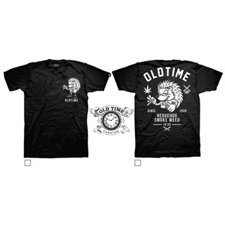 Oldtime เสื้อยืด รุ่นHedgehog SmokeWeed Since1930 (Ver.Black-White) สีดำ