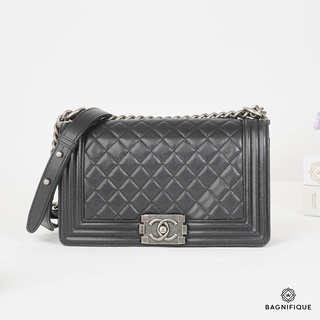 CHANEL BOY 10 BLACK CAVIAR RHW