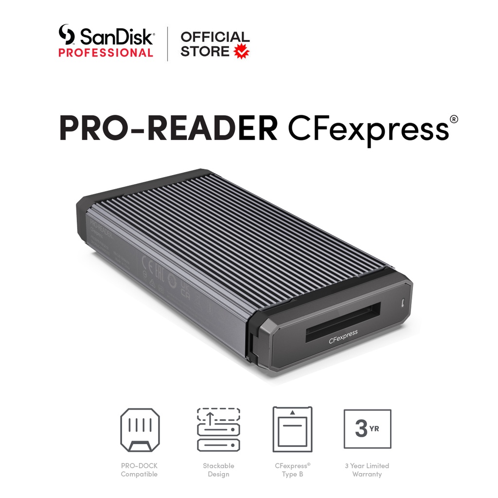 Lecteur De Cartes SanDisk Professional Pro-Reader CFexpress Type B - Transfert Ultra-rapide USB-C 10 Gb/s, Boîtier Aluminium