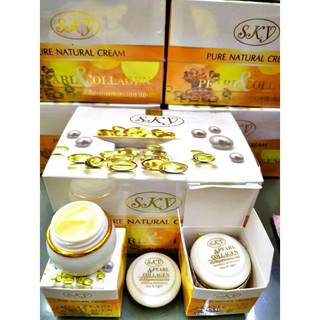 Sky Pure Natural Cream Pure&amp;Collagen ครีมไข่มุกผสมคอลลาเจน 20g.