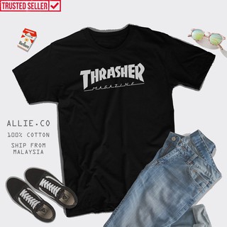 ชุดเซ็ต 2 ชิ้น - นิตยสารTHRASHERเสื้อยืดผู้ชาย/สาวผ้าฝ้าย100%มาเลเซีย