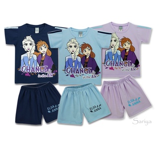 ชุดเซ็ตเด็ก (2-4ขวบ) **ลิขสิทธิ์แท้** Frozen ผ้าคอตตอน ลายเอลซ่า คุณภาพดี เนื้อนุ่ม ใส่สบาย ชุดเสื้อ-กางเกงเด็ก