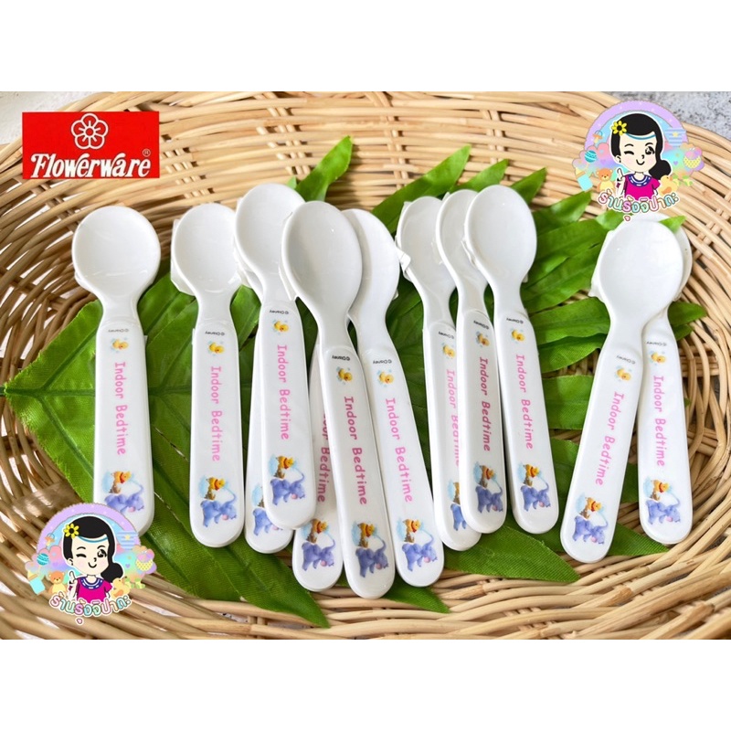 ช้อนเมลามีนเด็ก ลายหมีพูห์ ขนาด 5.5 นิ้ว หน้ากว้าง 1.5 นิ้ว ราคา 18฿ งานไทย #ร้านรุ้งจิปาถะ