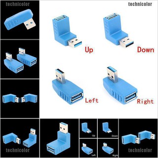 {technicolor} อะแดปเตอร์เชื่อมต่อขยายมุม USB 3.0 A ตัวผู้ เป็นตัวเมีย 90 องศา