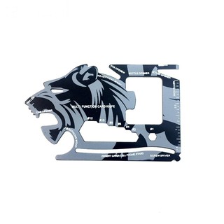 บัตรเครดิตมีดอเนกประสงค์รูปเสือ Outdoor Survival Multi-Function Stainless Steel Cutter Tiger Head-Shaped Pocket Card