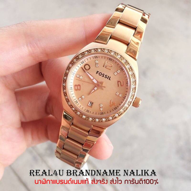 นาฬิกาข้อมือผู้หญิง FOSSIL Colleague Rose Dial Rose Gold-tone Ladies Watch AM4508 ของใหม่ ของแท้100%