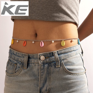 Cross-piece fashion jewelry Pearl spray paint shell waist chain Colorful tassel single-waist a