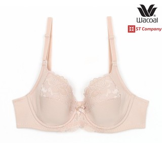 ชุดชั้นใน Wacoal Basic Bra สีเบจ (BE) รุ่น WB9893 รูปแบบ 4/5 Cup ลายลูกไม้ มีโครง โอบกระชับเต้าทรง เสื้อใน วาโก้ บรา