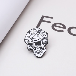 Dice Skull Enamel Pin Horror White Skeleton Lapel Pins Brooches Countdown To Death Backpack Badges Punk Jewelry Gifts