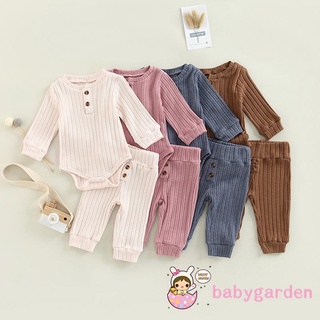 Babygarden-0-24months ชุดรอมเปอร์ คอกลม แขนยาว และกางเกงเอวยางยืด สําหรับเด็กทุกเพศ