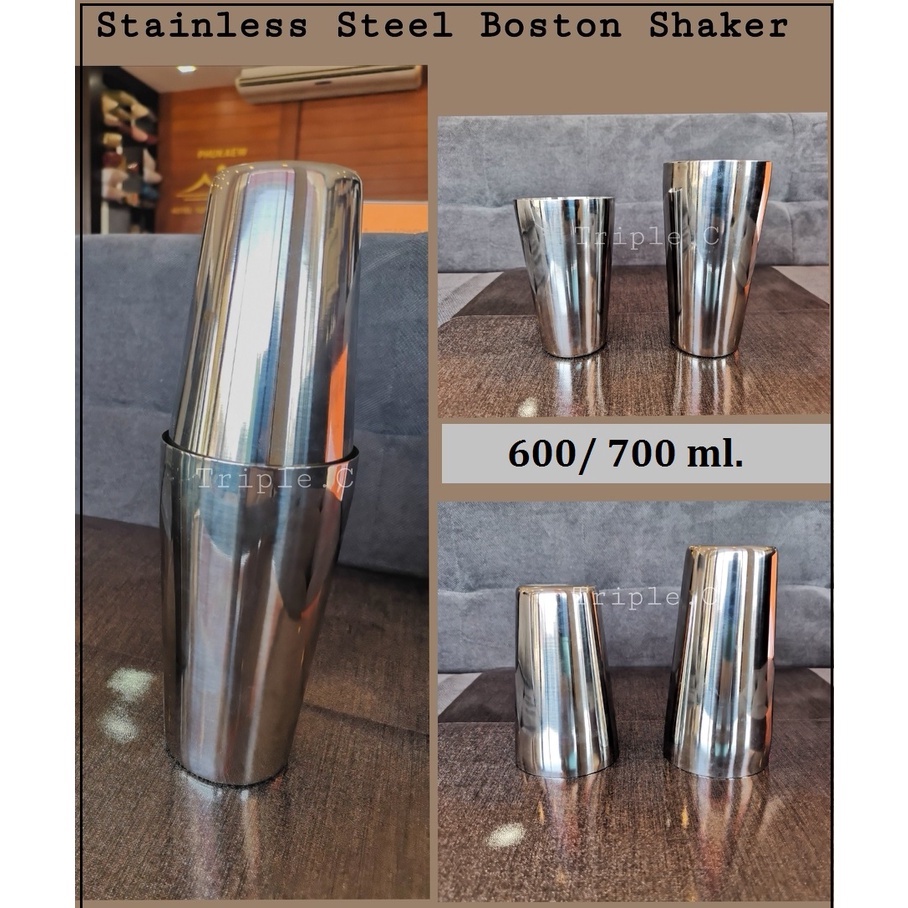 Boston shaker Metallic Black ที่ผสมค็อกเทลเครื่องดื่ม ขนาด 600/800 ml. สีดำ รุ่นมีขอบถ่วงน้ำหนัก อุปกรณ์บาร์ต่างๆ