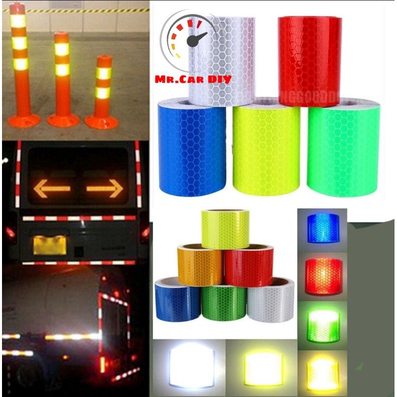 ออกใบกำกับภาษีได้ ถูกที่สุด Mr. Car DIY สติกเกอร์สะท้อนแสงเกรด3M ขนาด 5cm×1m เทปสะท้อนแสง ติดรถบรรทุ