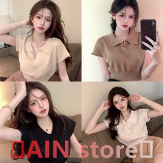 🌈AIN store🌈 เสื้อ รุ่น ค้างคาว ครอปท็อปทรง คอปก เว้าช่วงคอนิสๆ น่ารักมากกกก  ทรง เป๊ะ