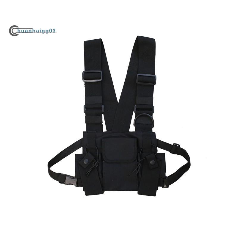 วิทยุ Walkie Talkie 3 Pocket Chest Pack กระเป๋าสําหรับ Motorola Kenwood Front Pack เสื้อกั๊กกระเป๋าพกพา