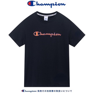 Champion champion เสื้อยืดคอกลม แขนสั้น ผ้าฝ้าย ทรงหลวม พิมพ์ลายโลโก้ สําหรับผู้ชาย และผู้หญิง