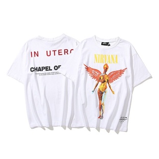 สินค้าพร้อมส่ง Kanye Nirvana Angel Rock ลายข้อความ T-SHIRT