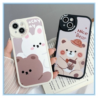 เคสไอโฟน black White หมีน่ารัก เคสโทรศัพท์ซิลิโคนนิ่ม case for เคสi13 โปร compatible for เคสไอโฟน11/12/13 Pro max เคสไอโฟน7พลัส เคสไอโฟนSE X XS XR XSMAX 6 7 8 พลัส เคสไอ