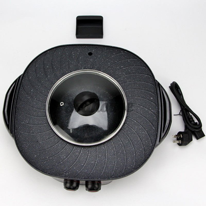 Hot Pot Elettrico 2 In 1 Con Piastra Barbecue - 1500W, Senza Fumo, Grande Capacità Per 2-6 Persone