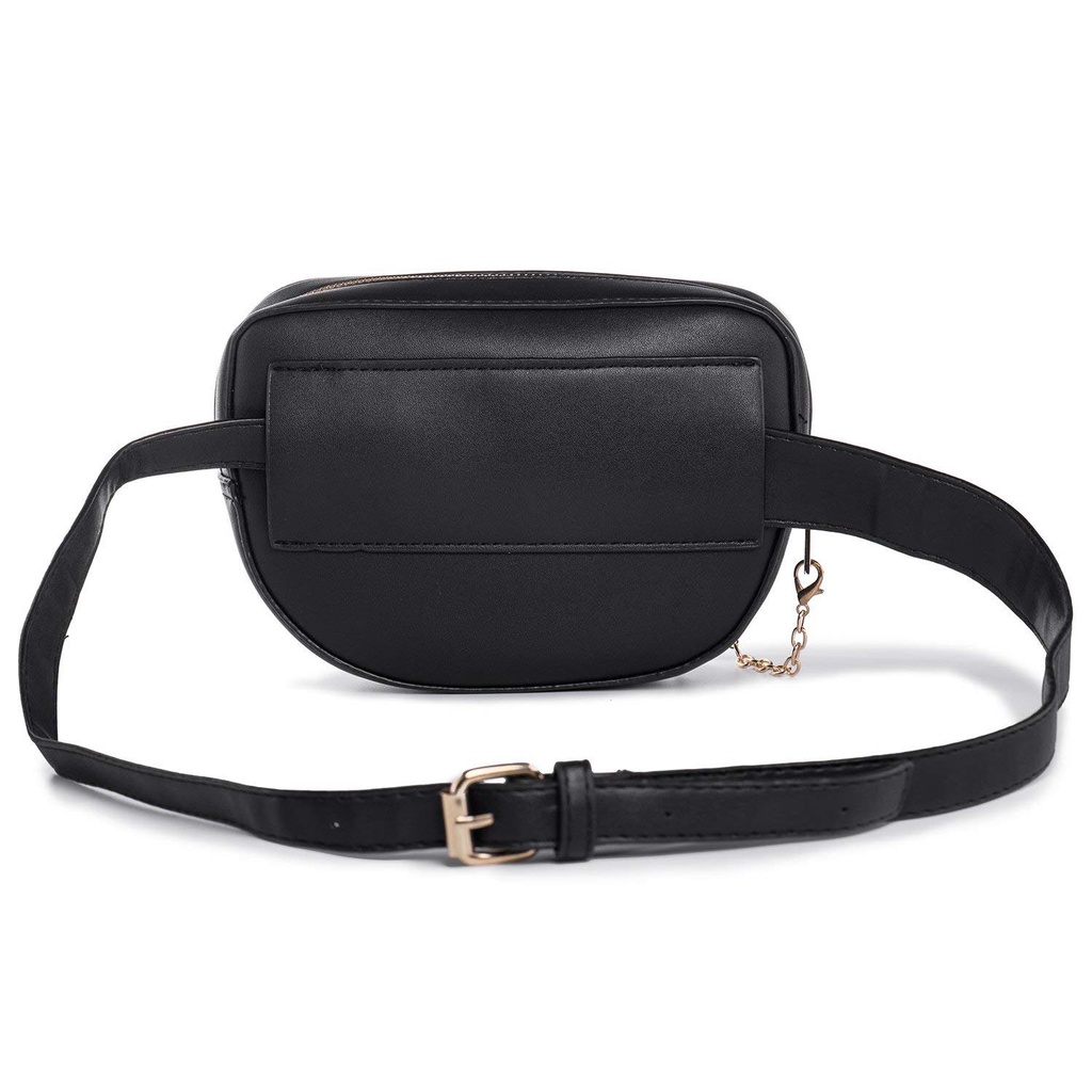 Fashion Women Waist Bag Luxury PU Leather Waist Packs Brand Women Shoulder Bags Black Trendy Design