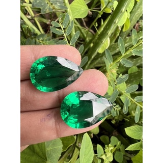 พลอยนาโนมรกตรูปหยดน้ำ 15x20 มิล 30 กะรัต (2 เม็ด)| Nano Emerald Pear shape 15x22 MM 30 cts ( 2 pcs) - S