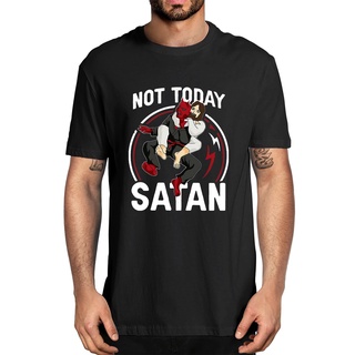 เสื้อยืดสีขาวเสื้อยืด ผ้าฝ้าย แบบนิ่ม พิมพ์ลาย Jiu Jitsu Jesus Not Today Satan สไตล์ฮาราจูกุ แฟชั่นฤดูร้อน สําหรับผู้ชาย