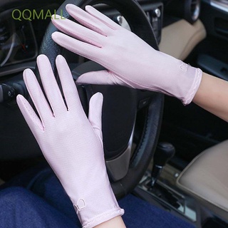 Qqmall ถุงมือผ้าไหมกันแดดกันลื่นระบายอากาศสําหรับขับรถ