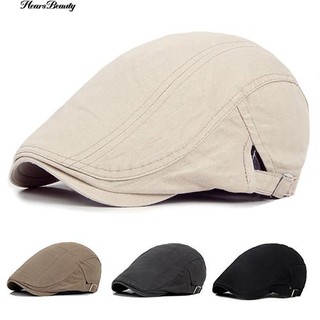 ☺♡ ผู้ชายคลาสสิกสีน้ำตาลแบน Cabbie Newsboy Ivy หมวกฝ้าย Sun Beret