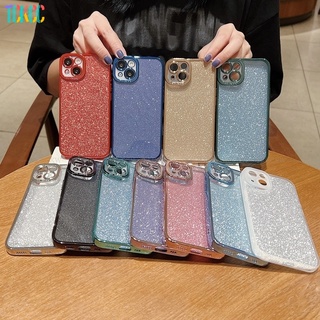 เคสโทรศัพท์มือถือแบบนิ่ม ใส แต่งกลิตเตอร์ ไล่โทนสี 6D หรูหรา สําหรับ iPhone 13 12 Mini 12 13 Pro Max