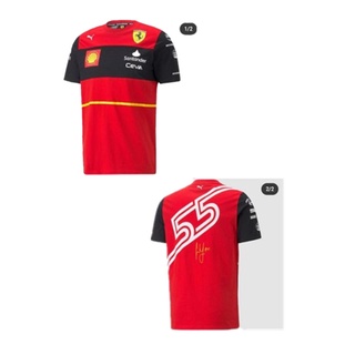 ใหม่ เสื้อยืดแขนสั้น ลายทีม F1 Ferrari แบบแห้งเร็ว สําหรับเด็กผู้ชาย 2022