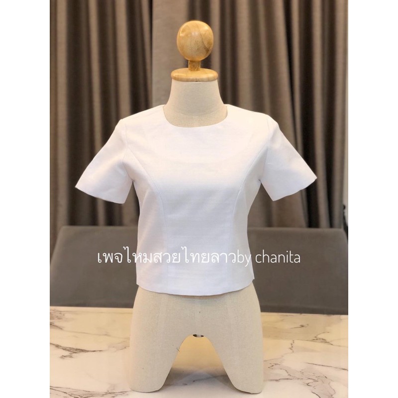 เสื้อผ้าไหมลาวมีเก็บเงินปลายทางอัดกาวซิปหลังอก32-40