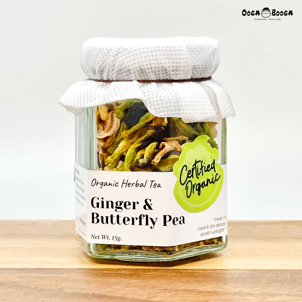 ชาขิงอัญชัน ออร์แกนิก (Organic Ginger & Butterfly Pea Tea) Ooga Booga Farm