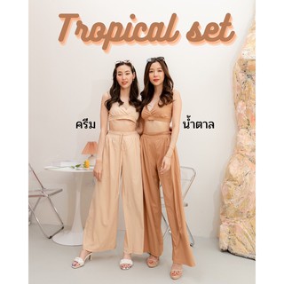 Basicnotbasics - Tropical set ชุดเซตสายเดี่ยว กางเกงผูก