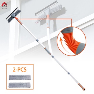 Ikxrm เครื่องมือทําความสะอาดกระจกหน้าต่างแบบยืดสไลด์ได้พร้อมผ้า 2 ชิ้น