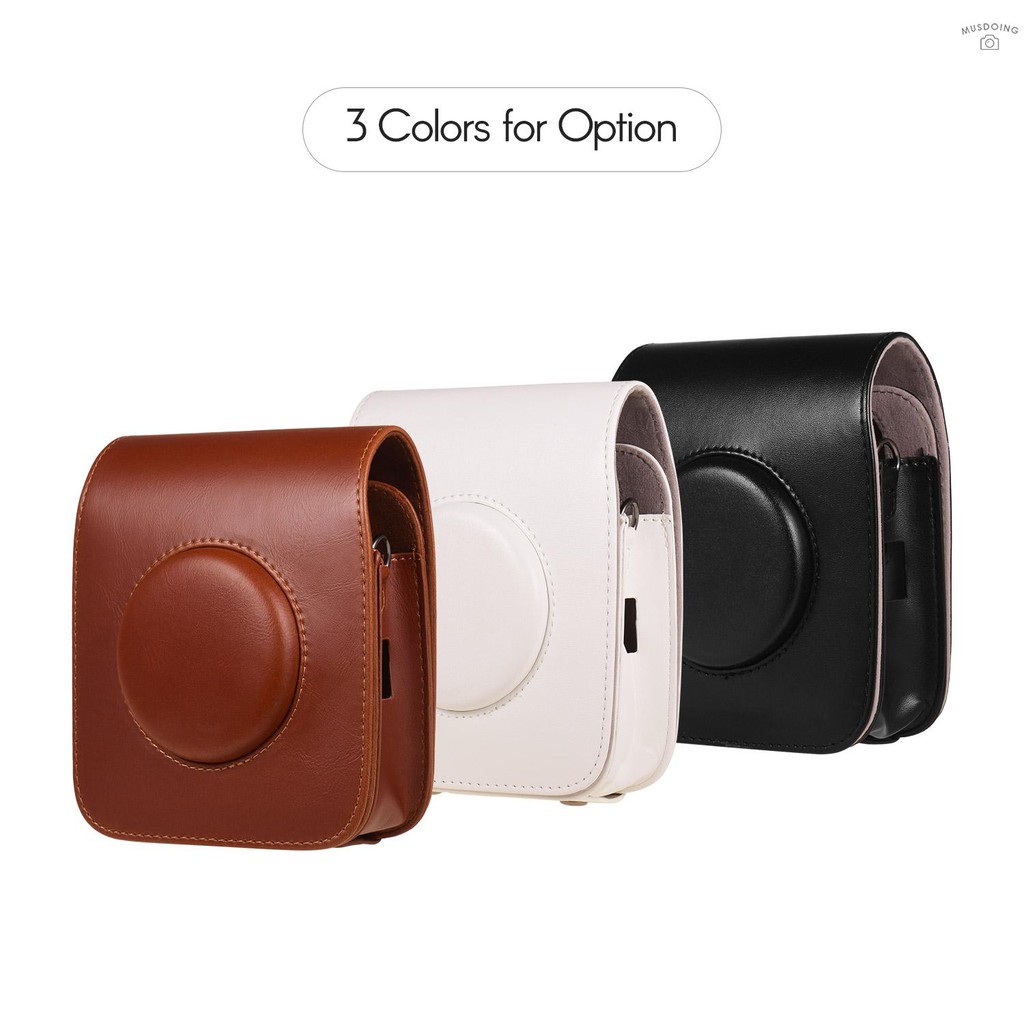 Portable PU Leather Camera Case Bag with Shoulder Strap Compatible with ...