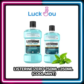 Listerine Cool Mint Zero ลิสเตอรีน น้ำยาบ้วนปาก ลดการสะสมของแบคทีเรีย และป้องกันโรคเหงือก 750ml. แถม 25oml.