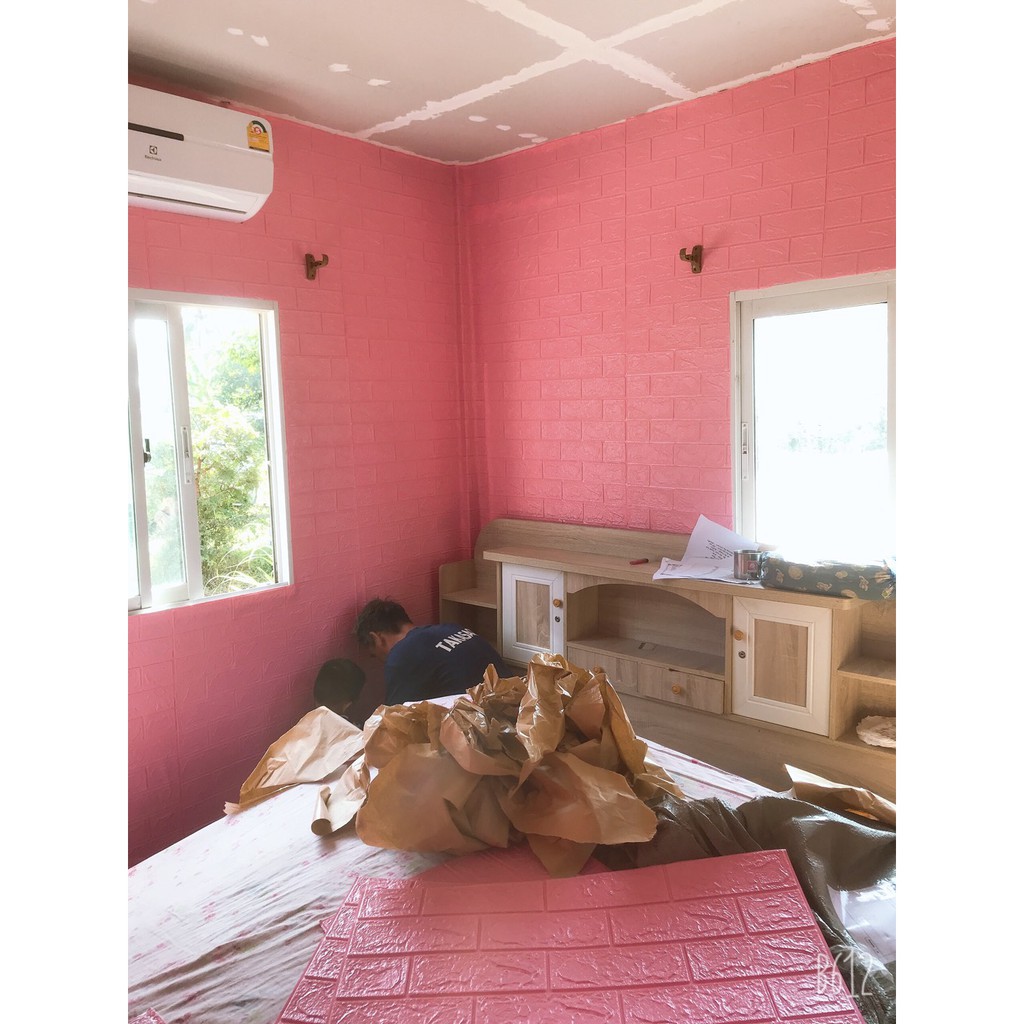 ♀♧wallpaper ติดผนังสีพื้น ถูกสุด พร้อมส่งแผ่นใหญ่ วอลเปเปอร์ สามมิติ 3D wallpaper ติดผนัง วอลล์เปเปอ